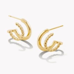 Kendra Scott Emily Travis Champagne and Chanel Olivia Huggie Earrings Gold NWT